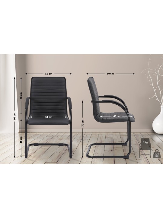 Besøgsstol Tira kunstlæder, sort/sort Besøgsstol Tira kunstlæder, sort/sort