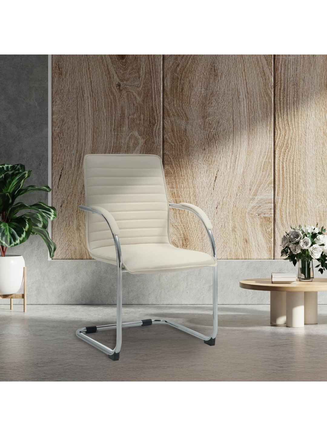 Besøgsstol Tira kunstlæder, creme
