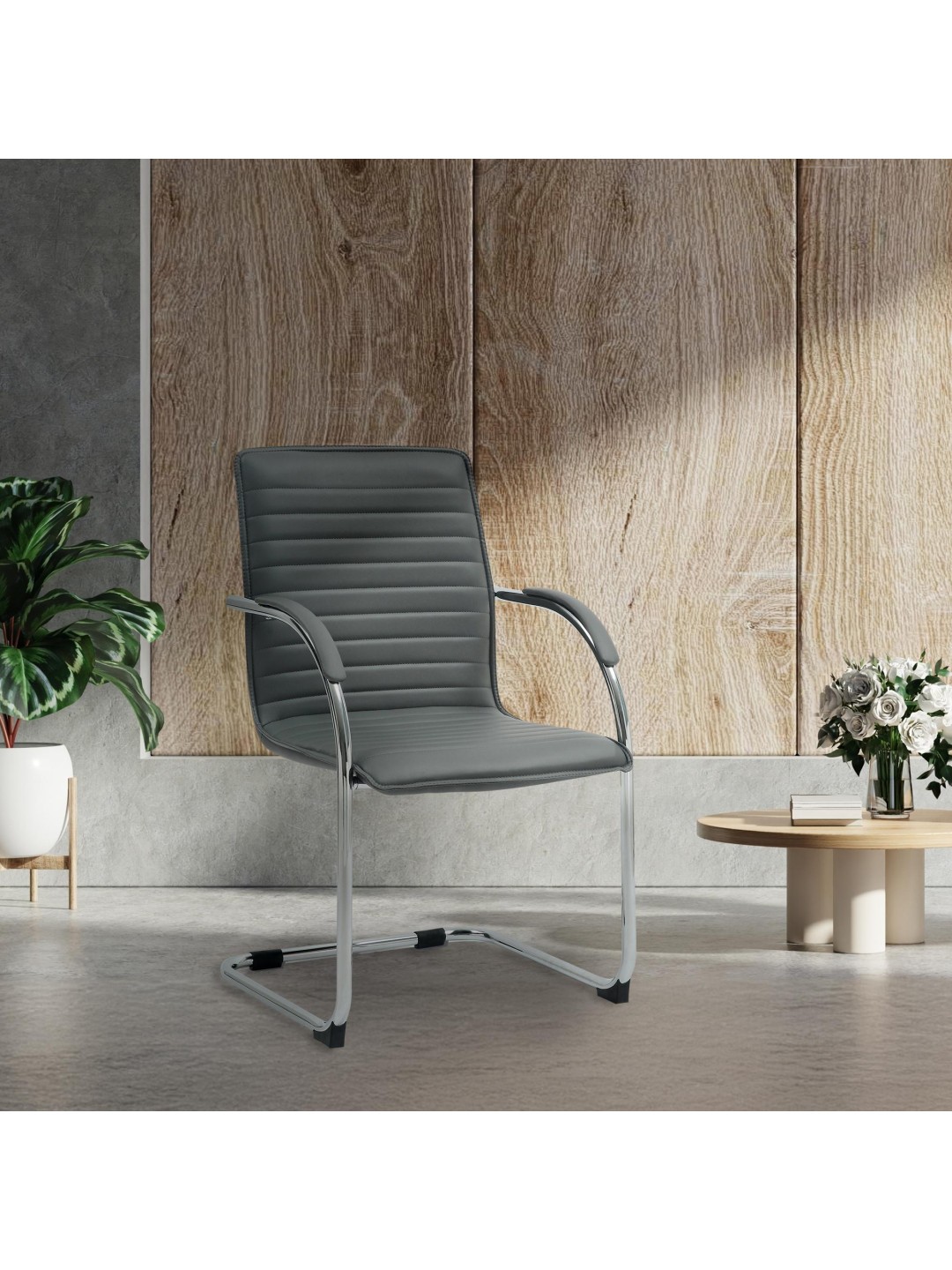 Besøgsstol Tira kunstlæder, grå