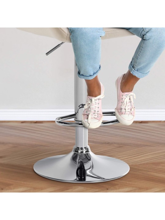 Sæt med 2 barstole Braga fløjlskrom, creme Sæt med 2 barstole Braga fløjlskrom, creme