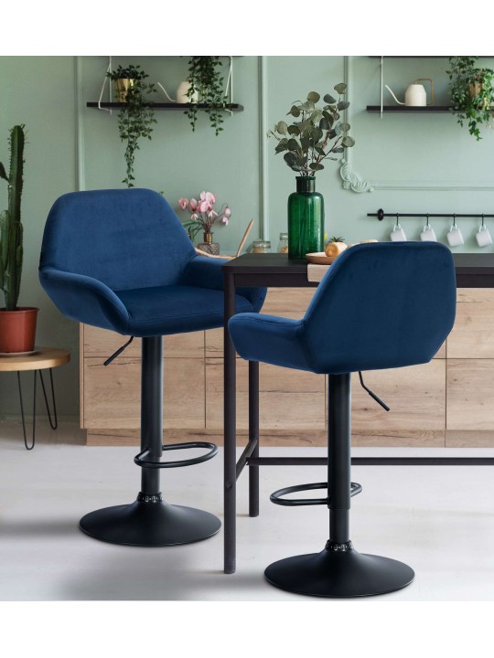 Sæt med 2 barstole Braga velvet, blå
