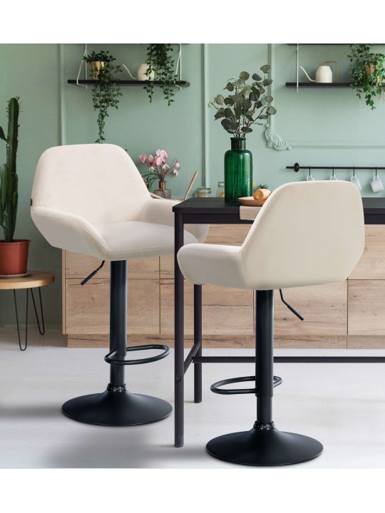 Sæt med 2 barstole Braga velvet, creme