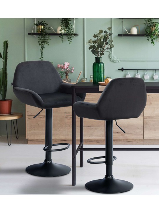 Sæt med 2 barstole Braga velvet, sort