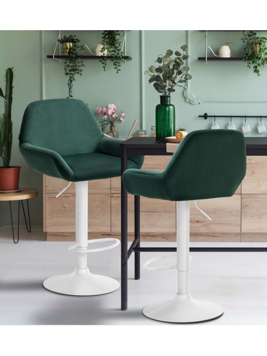 Sæt med 2 barstole Braga velvet, mørkegrøn