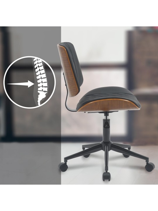 Kontorstol Plover imiteret læder, valnød/sort Kontorstol Plover imiteret læder, valnød/sort