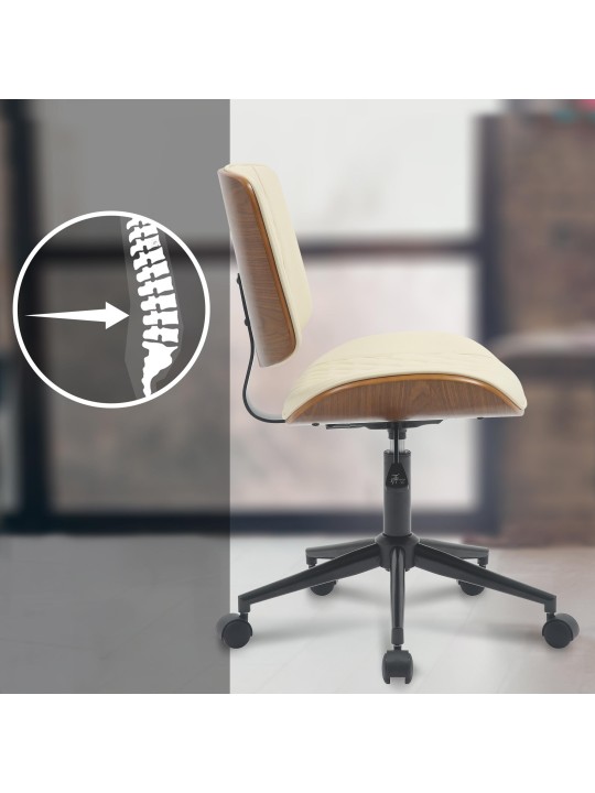 Kontorstol Plover imiteret læder, valnød/creme