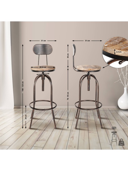 Barstol Pino, træ, bronze Barstol Pino, træ, bronze