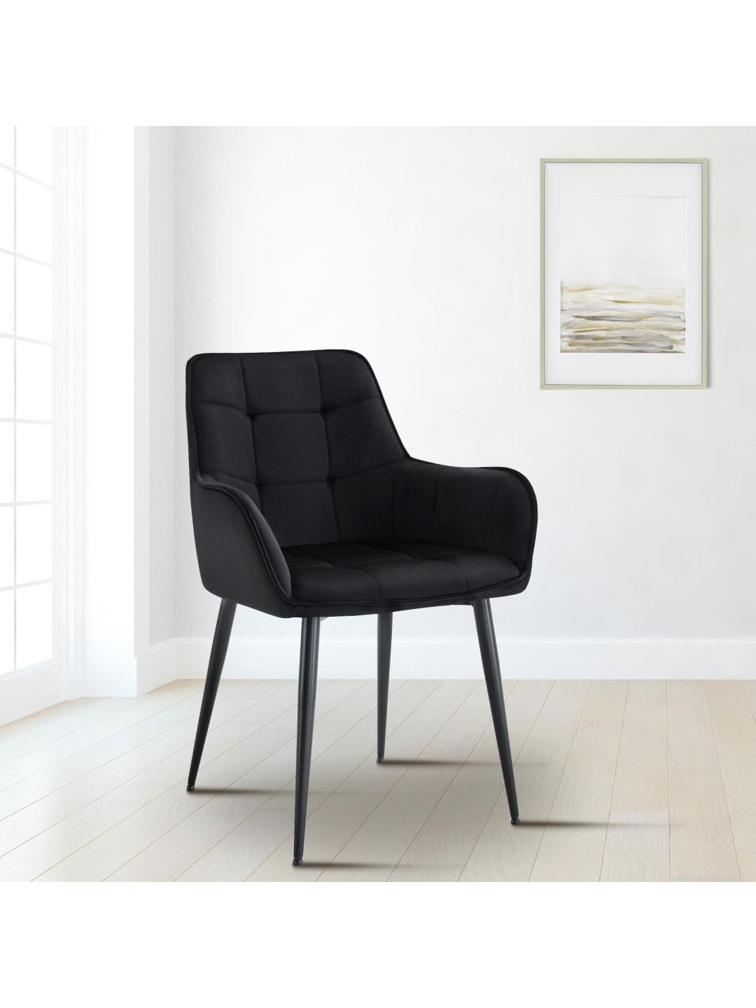 Ferndale spisestuestol i fløjl, sort