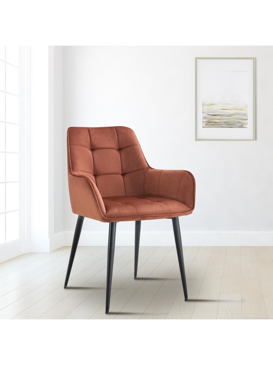 Ferndale spisestuestol i fløjl, brun