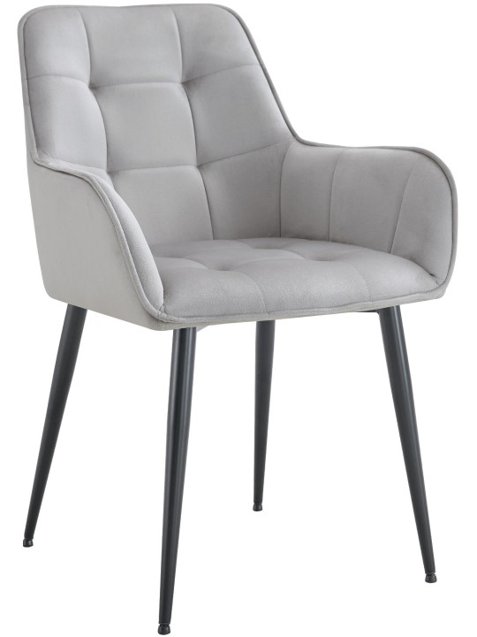 Ferndale spisestuestol i fløjl, lysegrå