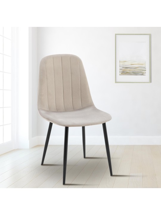 Sæt med 4 spisestuestole Baxter velvet, grå Sæt med 4 spisestuestole Baxter velvet, grå