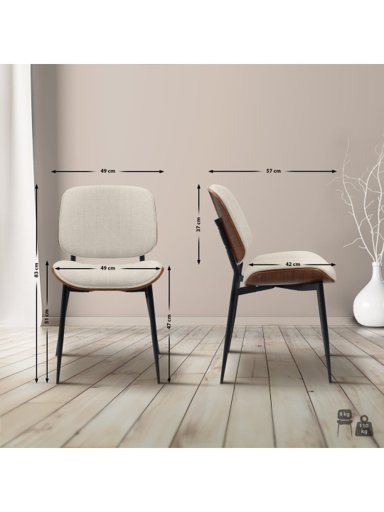 Besøgsstol Tiffin stof, valnød/creme