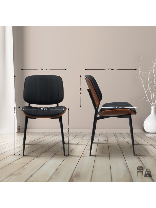 Besøgsstol Tiffin imiteret læder, valnød/sort