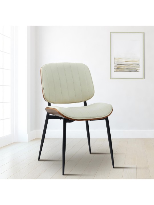 Besøgsstol Tiffin imiteret læder, valnød/creme