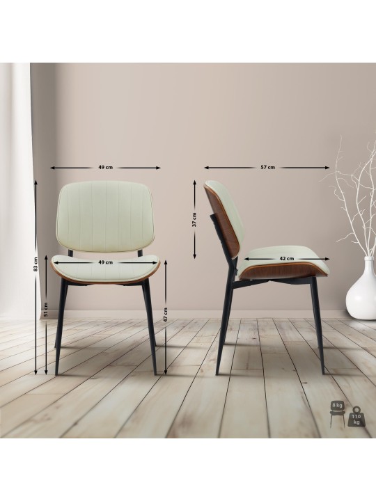 Besøgsstol Tiffin imiteret læder, valnød/creme