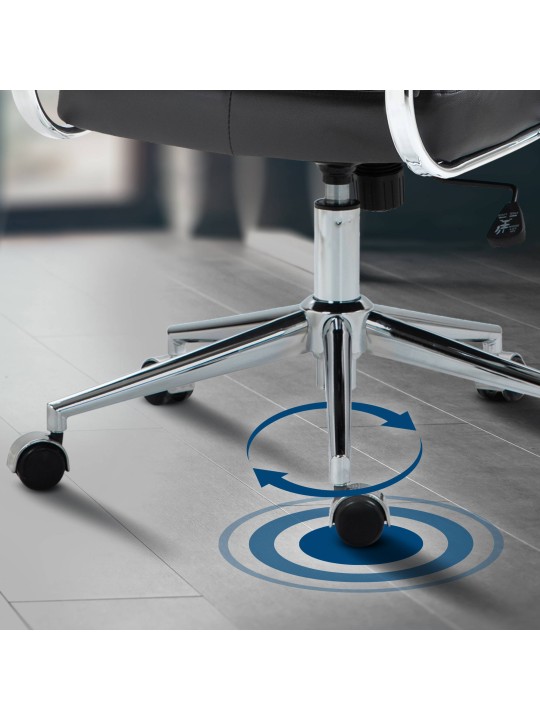 Kontorstol Oakland ægte læder, sort