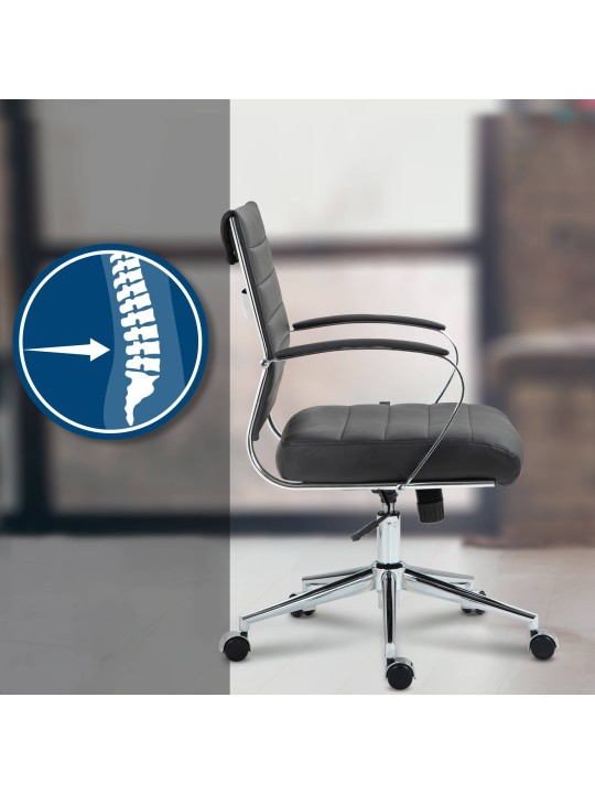 Kontorstol Oakland ægte læder, sort