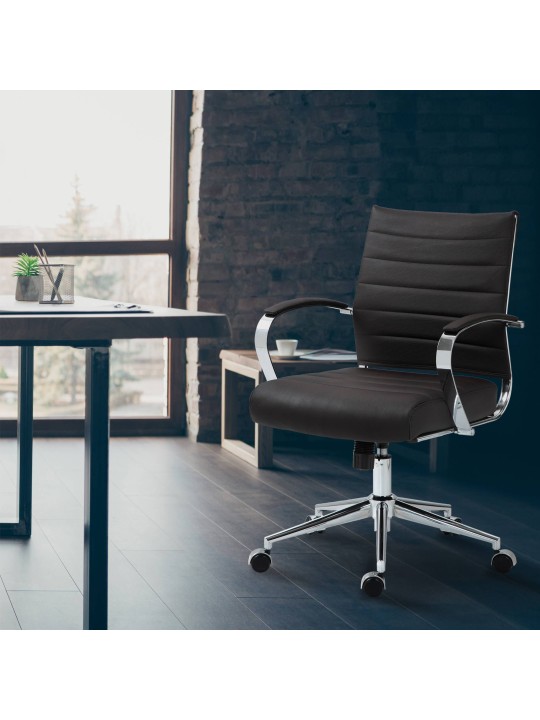 Kontorstol Oakland ægte læder, brun