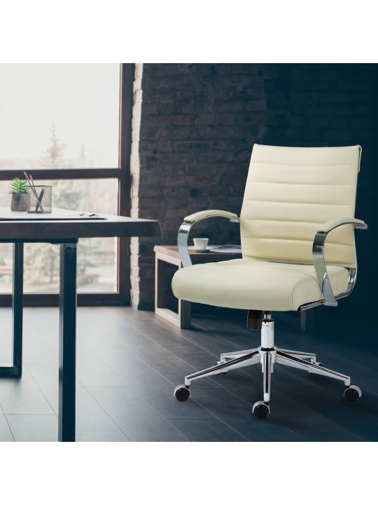 Kontorstol Oakland ægte læder, creme