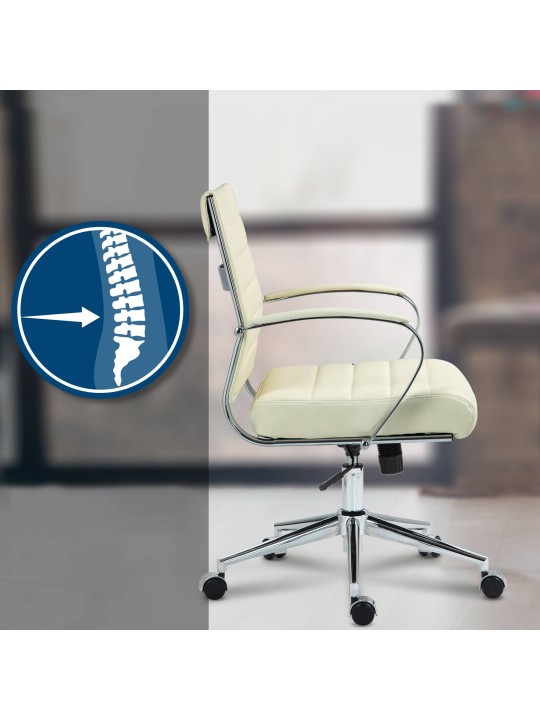 Kontorstol Oakland ægte læder, creme