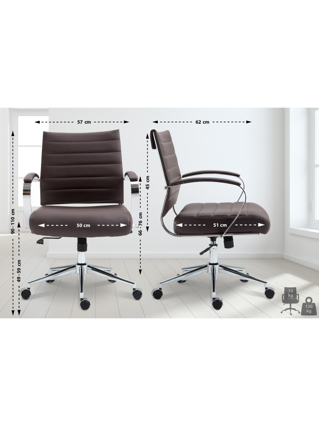 Kontorstol Oakland imiteret læder, brun