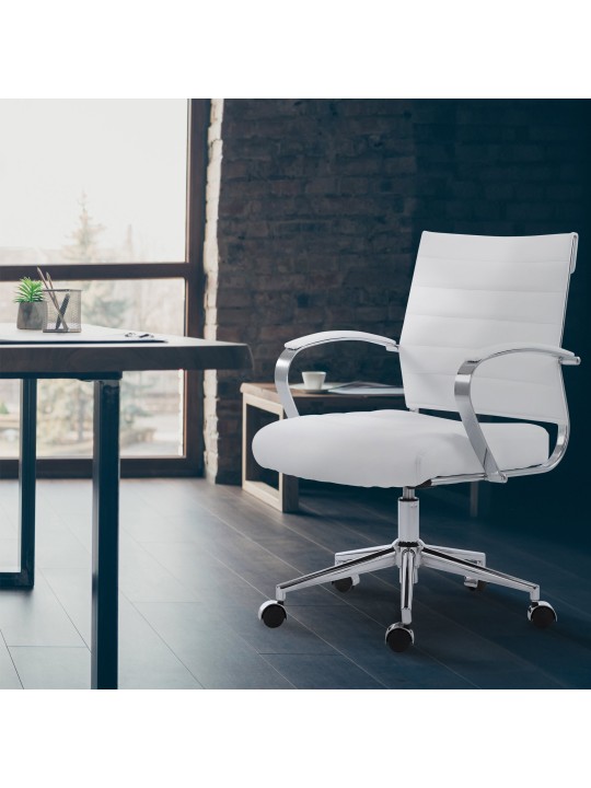 Kontorstol Oakland imiteret læder, hvid