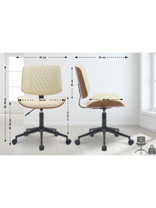 Kontorstol Plover imiteret læder, valnød/creme