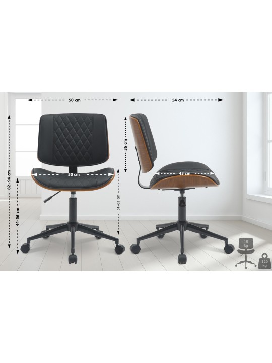 Kontorstol Plover imiteret læder, valnød/sort Kontorstol Plover imiteret læder, valnød/sort