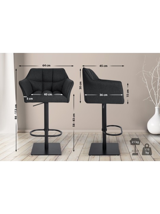 Barstol Damaso B filt, antracit