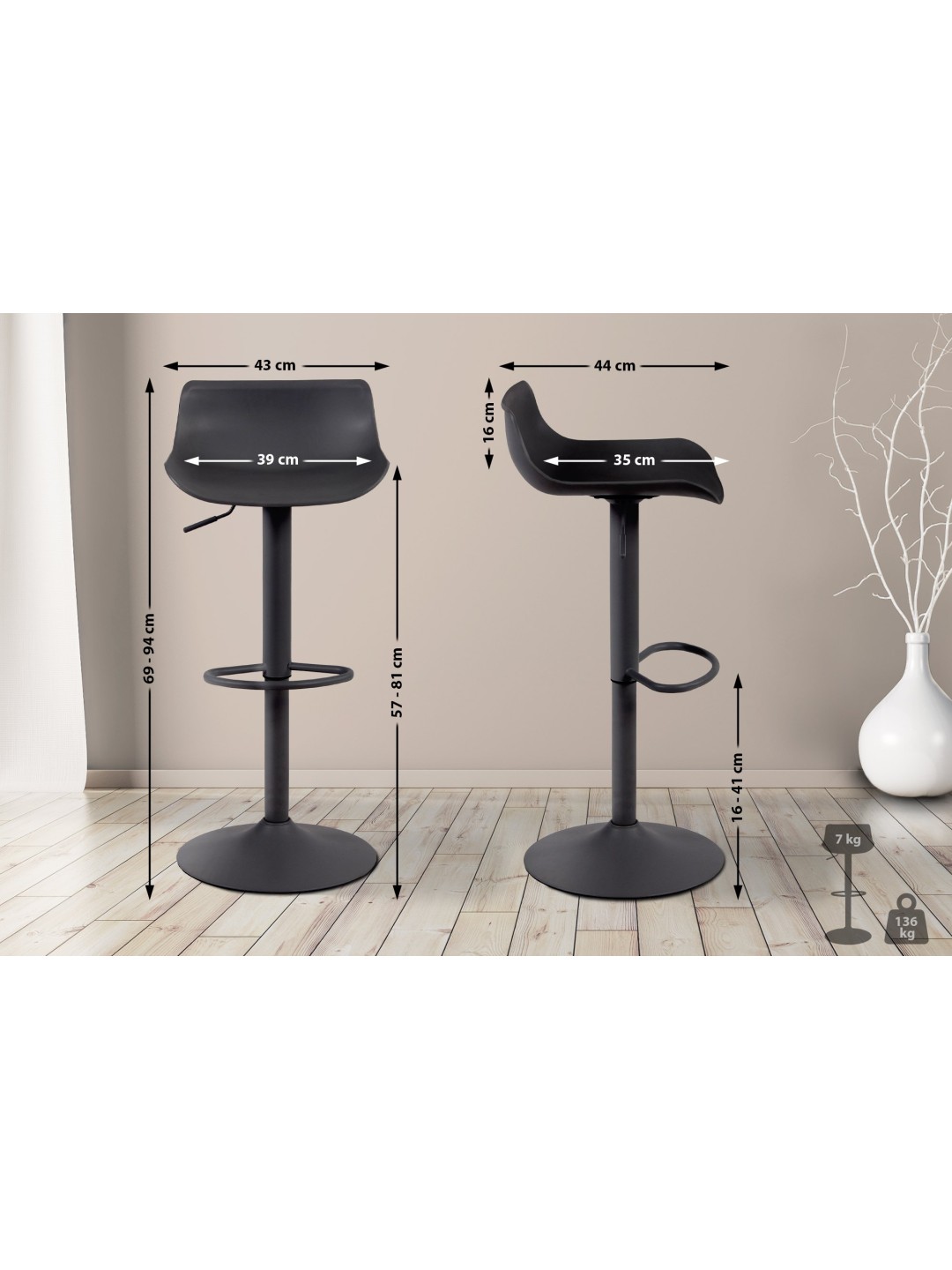 Barstol Aveiro, sort