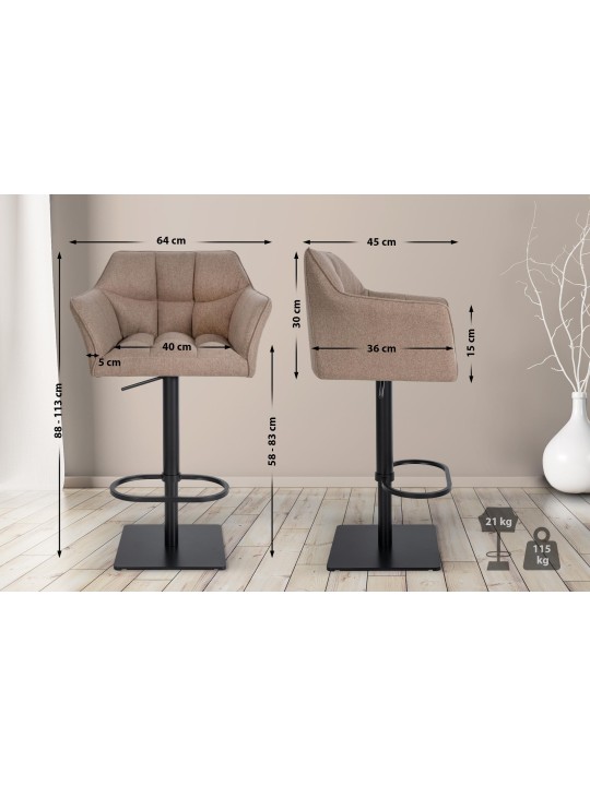 Barstol Damaso B filt, taupe