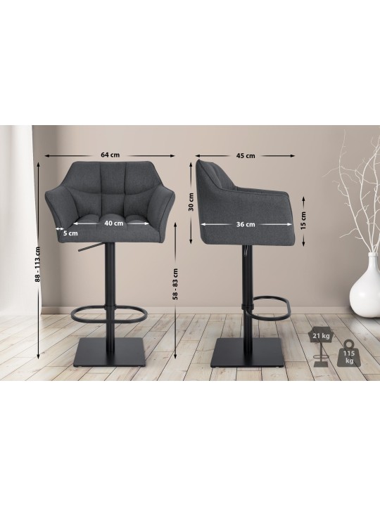 Barstol Damaso B filt, grå