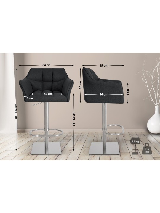 Bar stool Damaso E felt, antracit