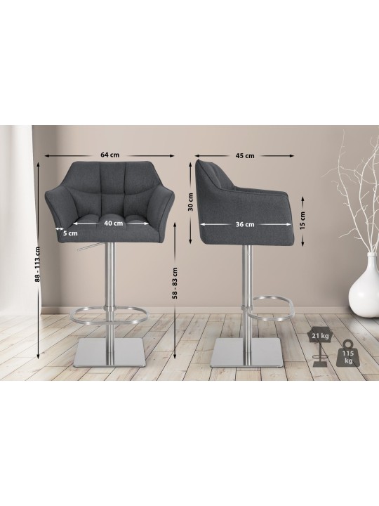 Bar stool Damaso E felt, grå