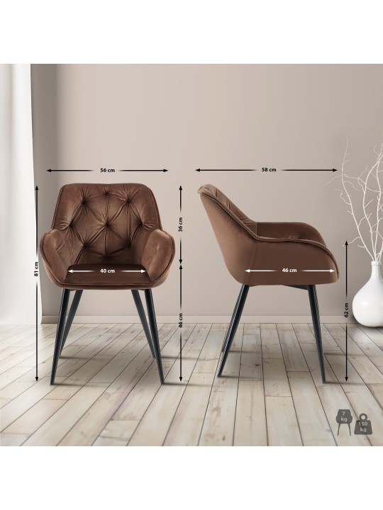 Besøgsstol Cassis fløjl, brun Besøgsstol Cassis fløjl, brun
