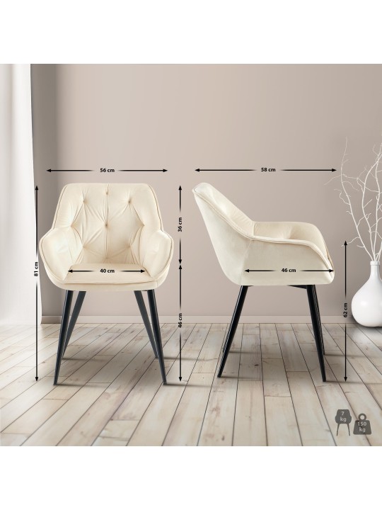 Besøgsstol Cassis fløjl, creme Besøgsstol Cassis fløjl, creme