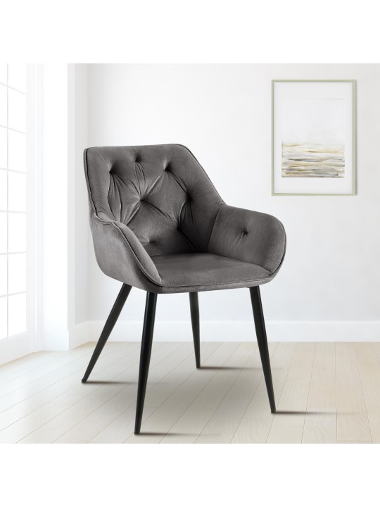 Besøgsstol Cassis fløjl, mørkegrå Besøgsstol Cassis fløjl, mørkegrå