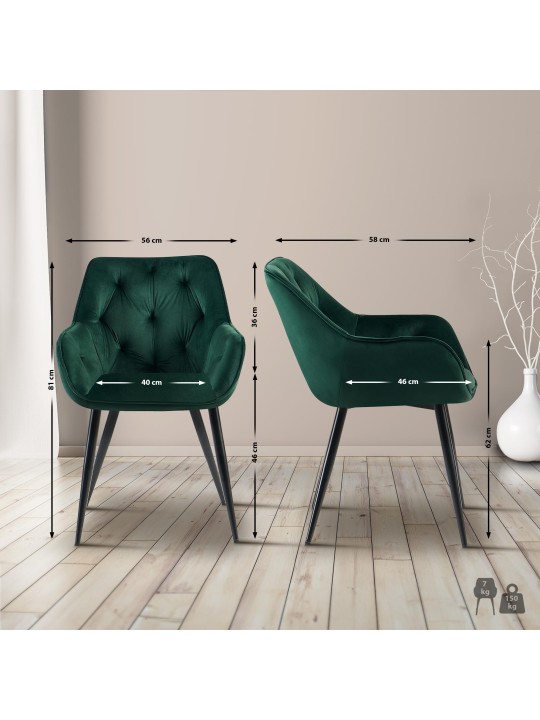 Besøgsstol Cassis fløjl, grøn