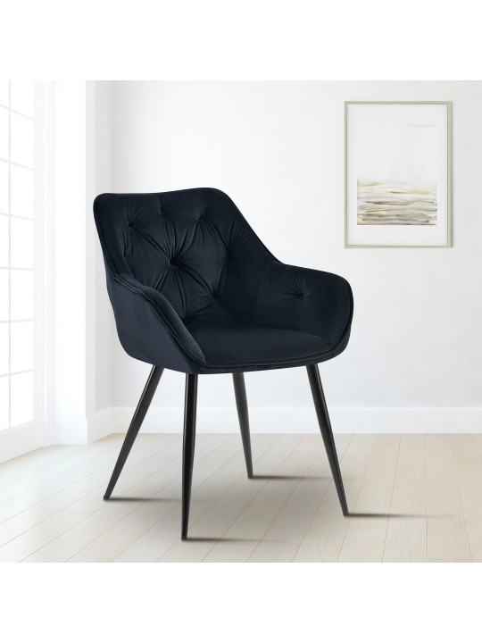 Besøgsstol Cassis fløjl, sort