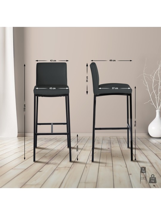 Barstol Freeport imiteret læder B, mørkegrå Barstol Freeport imiteret læder B, mørkegrå