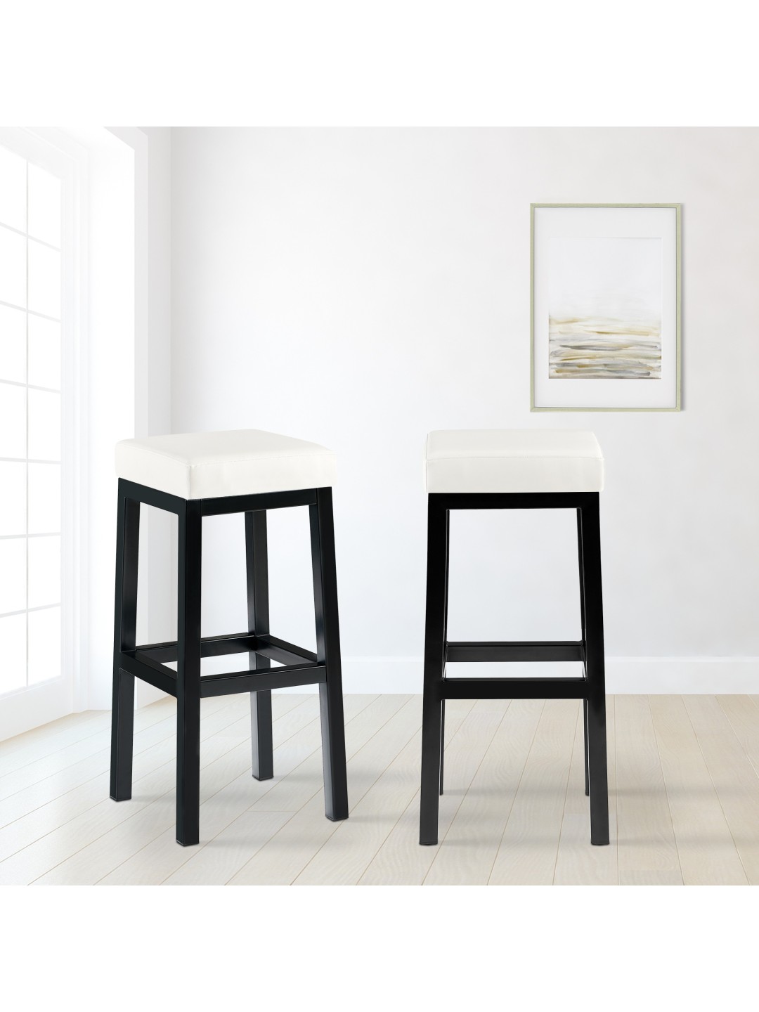 Barstol Taylor B85 imiteret læder, hvid