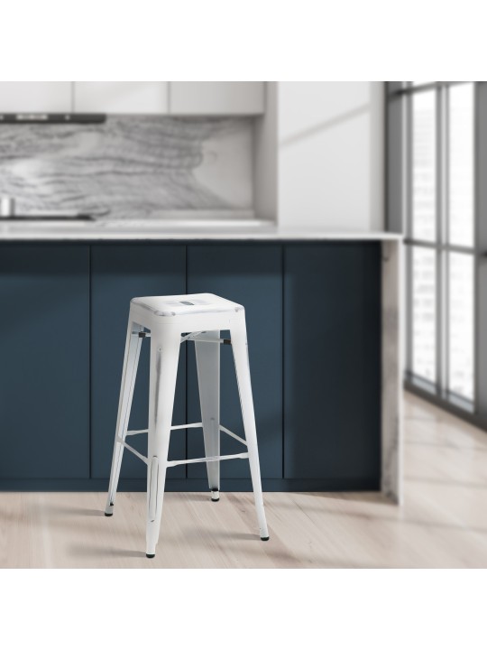 Sæt med 2 barstole Joshua, antik hvid