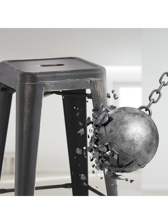 Sæt med 2 barstole Joshua, sort-guld