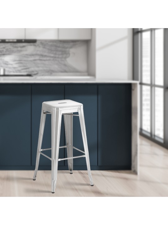 Sæt med 2 barstole Joshua, sølv