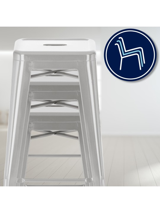 Sæt med 2 barstole Joshua, sølv