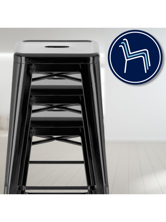 Sæt med 2 barstole Joshua, sort