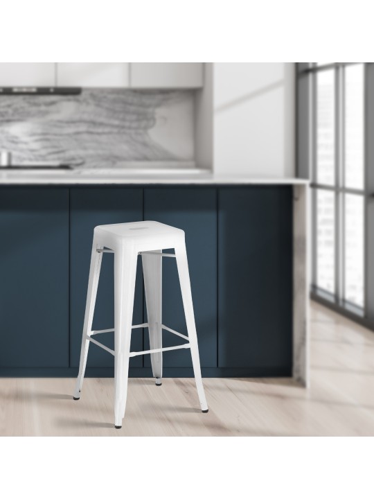 Sæt med 2 barstole Joshua, hvid