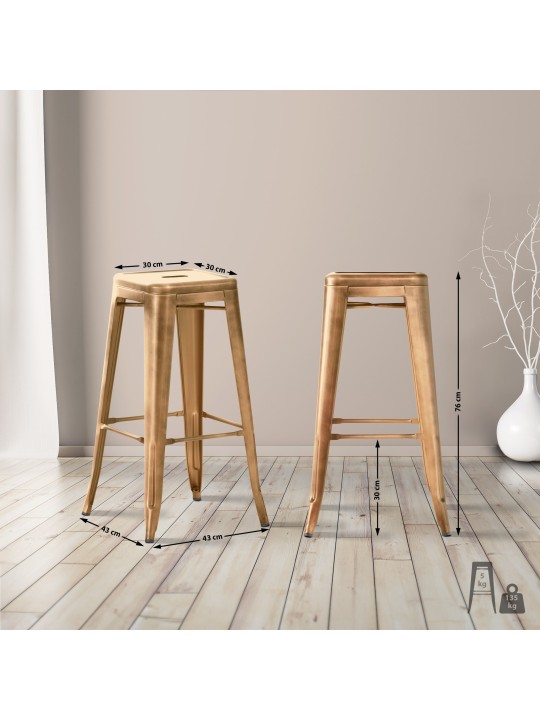 Sæt med 4 barstole Joshua, guld