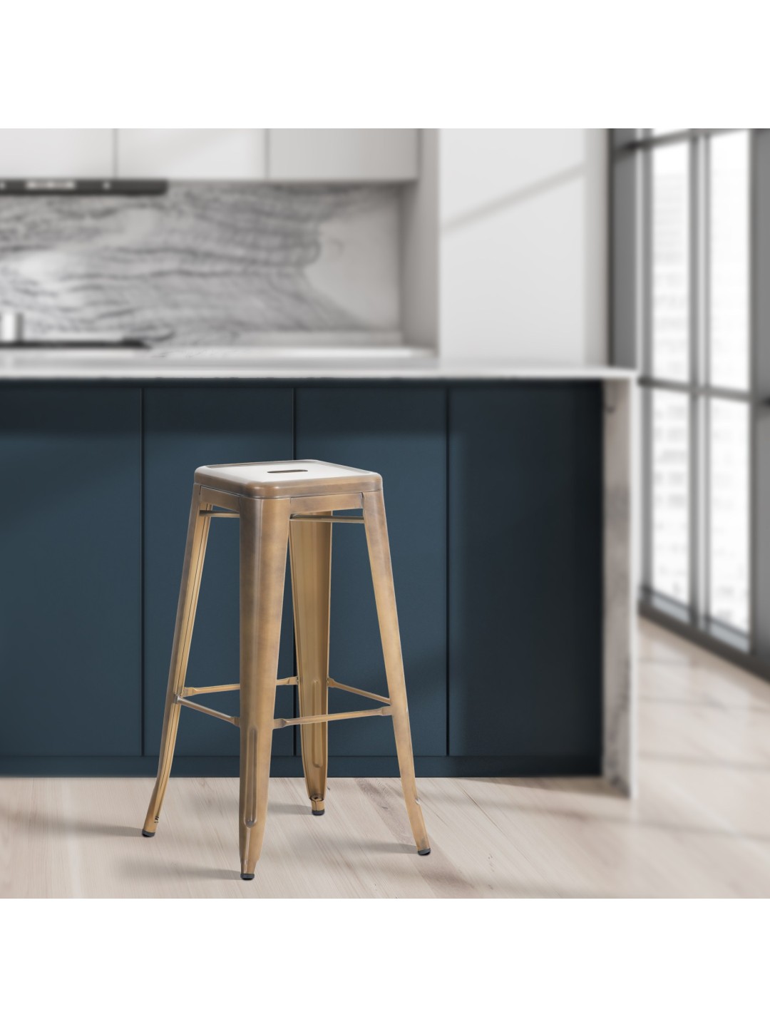 Sæt med 4 barstole Joshua, guld