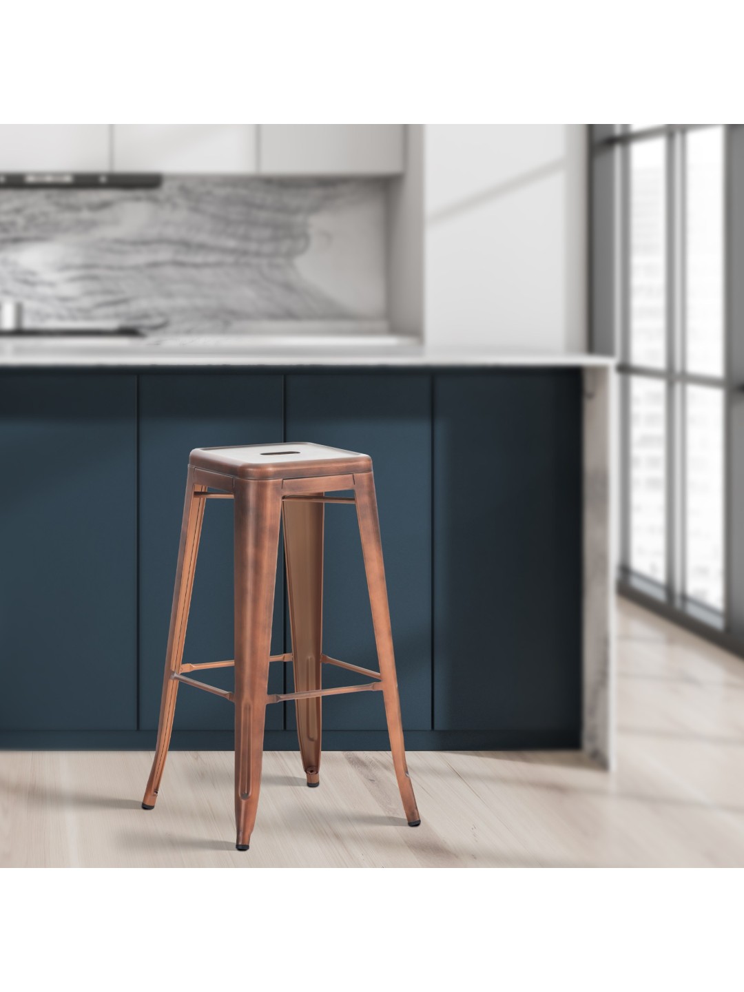 Sæt med 4 barstole Joshua, kobber